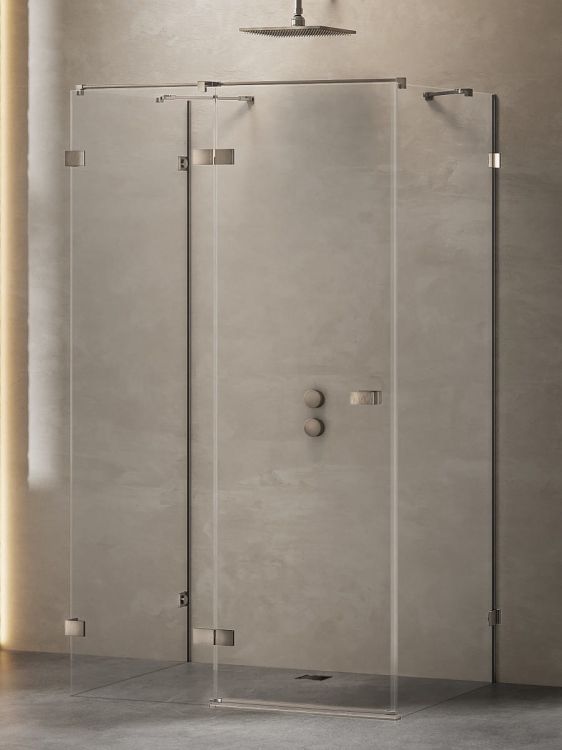 KABINA AVEXA GUNMETAL BRUSHED 1D KWADRATOWA PRZYŚCIENNA L 110x110x200 CZYSTE 6mm ACTIVE SHIELD 2.0
