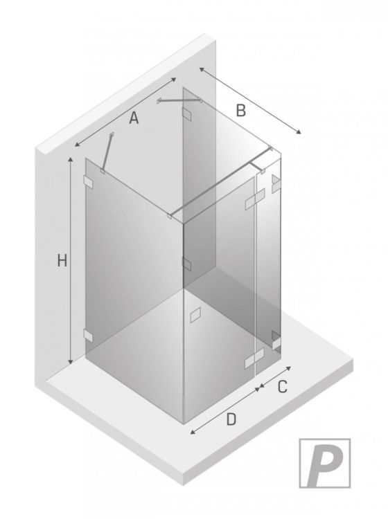 KABINA AVEXA GUNMETAL BRUSHED 1D PROSTOKĄTNA PRZYŚCIENNA P 110x90x200 CZYSTE 6mm ACTIVE SHIELD 2.0