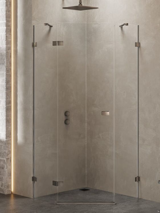 KABINA AVEXA GUNMETAL BRUSHED 1D PIĘCIOKĄTNA L 80x80x200 CZYSTE 6mm ACTIVE SHIELD 2.0