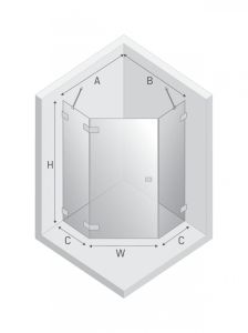 KABINA AVEXA GUNMETAL BRUSHED 1D PIĘCIOKĄTNA L 90x90x200 CZYSTE 6mm ACTIVE SHIELD 2.0