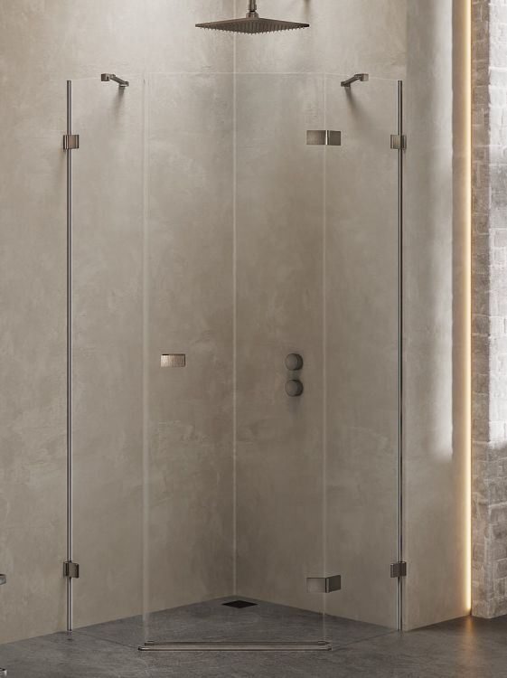 KABINA AVEXA GUNMETAL BRUSHED 1D PIĘCIOKĄTNA P 90x90x200 CZYSTE 6mm ACTIVE SHIELD 2.0