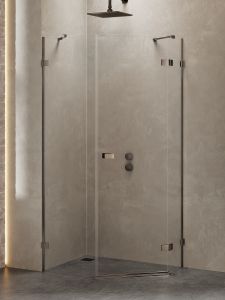 KABINA AVEXA GUNMETAL BRUSHED 1D PIĘCIOKĄTNA ASYMETRYCZNA L 100x80x200 CZYSTE 6mm ACTIVE SHIELD 2.0 DRZWI PRAWE