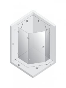 KABINA AVEXA GUNMETAL BRUSHED 1D PIĘCIOKĄTNA ASYMETRYCZNA L 100x80x200 CZYSTE 6mm ACTIVE SHIELD 2.0 DRZWI LEWE