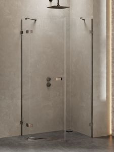 KABINA AVEXA GUNMETAL BRUSHED 1D PIĘCIOKĄTNA ASYMETRYCZNA P 100x80x200 CZYSTE 6mm ACTIVE SHIELD 2.0 DRZWI LEWE