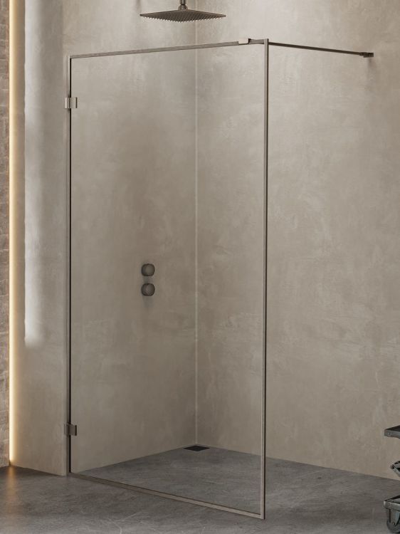 NZ4 KABINA AVEXA GUNMETAL BRUSHED WALK-IN  80x200 CZYSTE 6mm ACTIVE SHIELD 2.0 RAMKA ALU