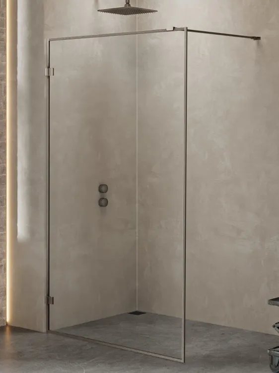 NZ4 KABINA AVEXA GUNMETAL BRUSHED WALK-IN  90x200 CZYSTE 6mm ACTIVE SHIELD 2.0 RAMKA ALU