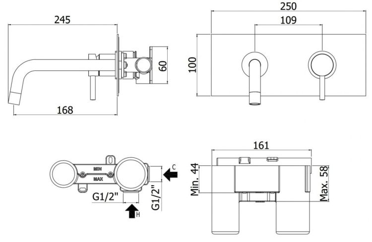 Bateria umywalkowa podtynkowa 1-uchwytowa Paffoni Stick SK103CR