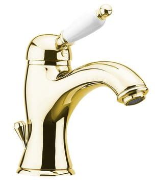 Przejdź do produktu Bateria umywalkowa 18 cm Retro z korkiem Sapho Kirke White KI02BZ złoto