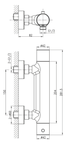 Bateria prysznicowa termostatyczna ścienna Sapho Kimura KU245 chrom