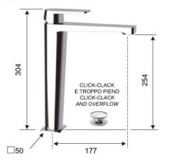 Bateria umywalkowa wysoka z korkiem Remer Dream D10LCR