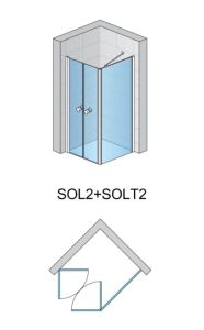 Kabina prysznicowa ze ścianką boczną SanSwiss Solino SOL2+SOLT2 rys.tech.