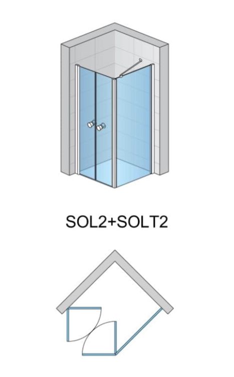 Kabina prysznicowa ze ścianką boczną SanSwiss Solino SOL2+SOLT2 rys.tech.
