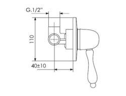  Bateria prysznicowa podtynkowa retro Giulini Praga 9515 bronzo rys.tech.