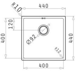 Pyramis ASTRIS zlewozmywak jednokomorowy 34X40 cm Pyramis ASTRIS zlewozmywak jednokomorowy 40X40 cm 101027701 rysunek techniczny
