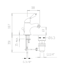 rysunek baterii bidetowej vara