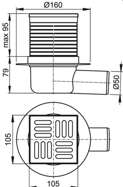 kratka ściekowa rys.tech.Alcaplast APV1