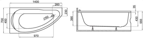 Przejdź do produktu Wanna narożna asymetryczna 140x70 cm Polimat Miki 00372/00362 biały