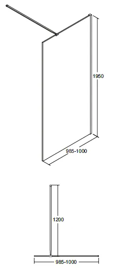 Kabina prysznicowa walk in 100x195 cm z panelem bocznym 50 cm Besco Aveo 100
