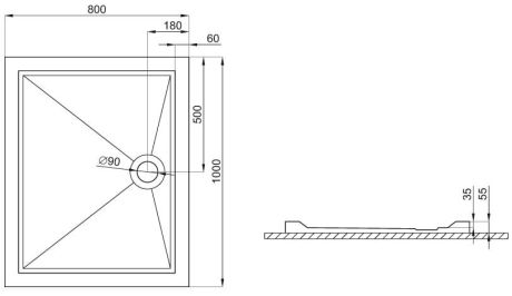 Przejdź do produktu Brodzik prostokątny płaski 100x80 cm Goliat Polimat 00351