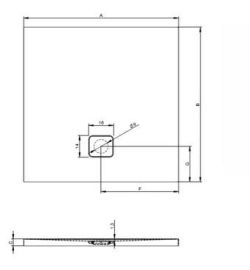 Brodzik kwadratowy 100x100x4,5cm Basel Riho DC34 płaski, biały, rys.tech.