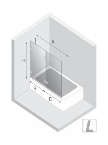 NZ4 PARAWAN NAWANNOWY AVEXA GUNMETAL BRUSHED 1D L 140x150 CZYSTE 6mm ACTIVE SHIELD 2.0