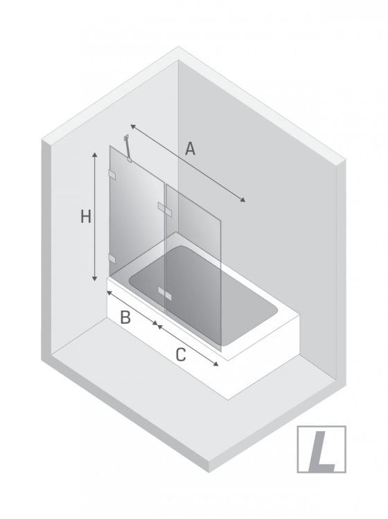 NZ4 PARAWAN NAWANNOWY AVEXA GUNMETAL BRUSHED 1D L 140x150 CZYSTE 6mm ACTIVE SHIELD 2.0