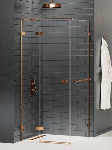 NZ4 KABINA AVEXA COPPER BRUSHED 1D PROSTOKĄTNA L 120x90x200 CZYSTE 6mm ACTIVE SHIELD 2.0 WIESZAK