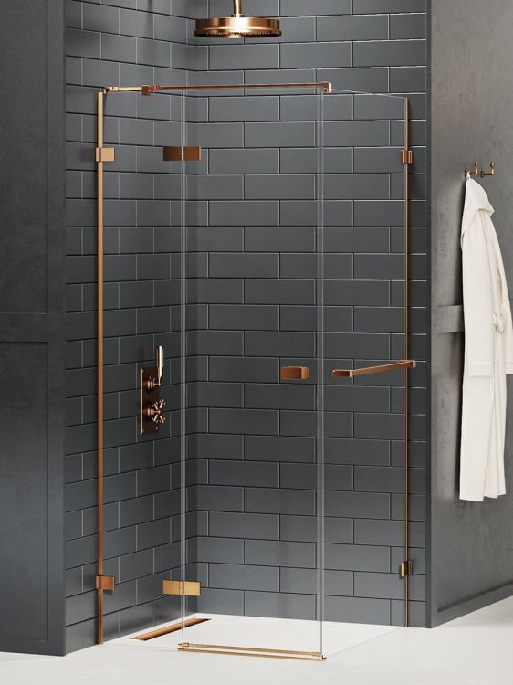 NZ4 KABINA AVEXA COPPER BRUSHED 1D PROSTOKĄTNA L 120x110x200 CZYSTE 6mm ACTIVE SHIELD 2.0 WIESZAK