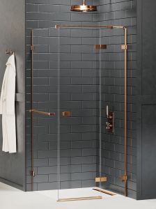 NZ4 KABINA AVEXA COPPER BRUSHED 1D KWADRATOWA P 90x90x200 CZYSTE 6mm ACTIVE SHIELD 2.0 WIESZAK
