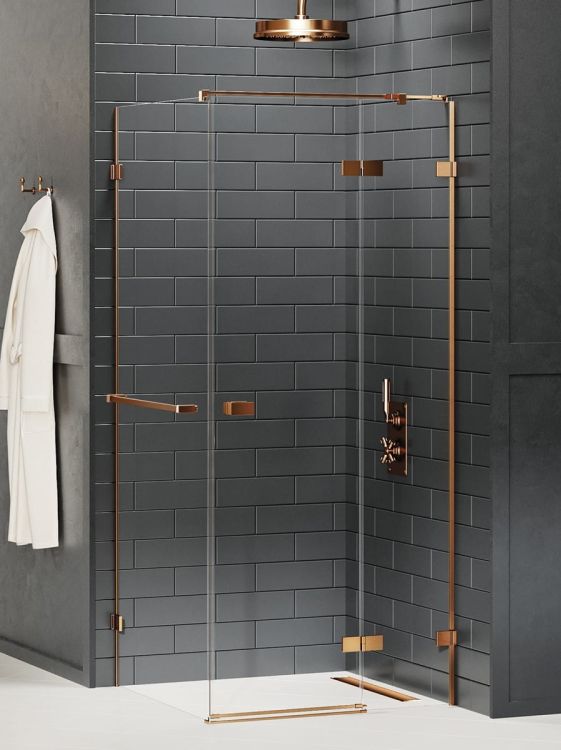 NZ4 KABINA AVEXA COPPER BRUSHED 1D KWADRATOWA P 90x90x200 CZYSTE 6mm ACTIVE SHIELD 2.0 WIESZAK