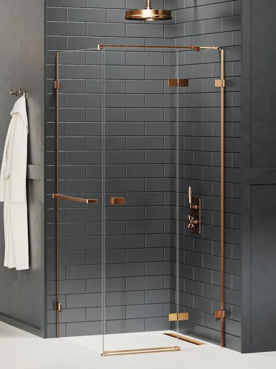 NZ4 KABINA AVEXA COPPER BRUSHED 1D PROSTOKĄTNA P 120x110x200 CZYSTE 6mm ACTIVE SHIELD 2.0 WIESZAK