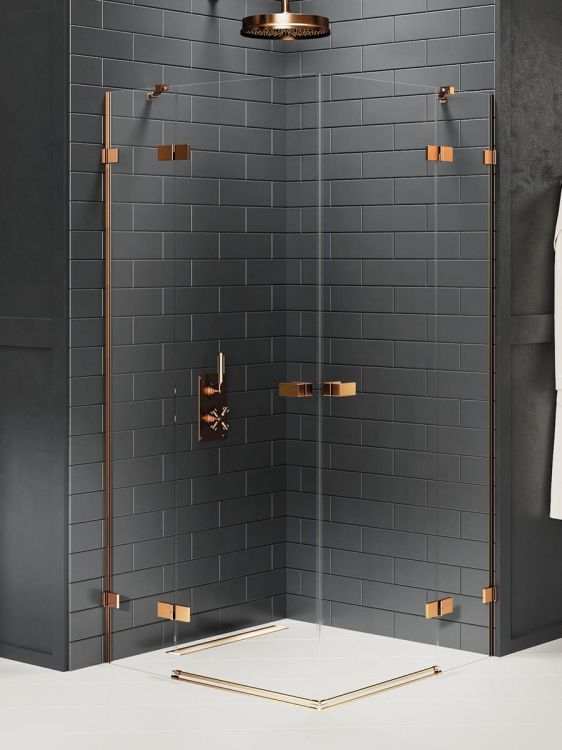 KABINA AVEXA COPPER BRUSHED 2D PROSTOKĄTNA  80x110x200 CZYSTE 6mm ACTIVE SHIELD 2.0
