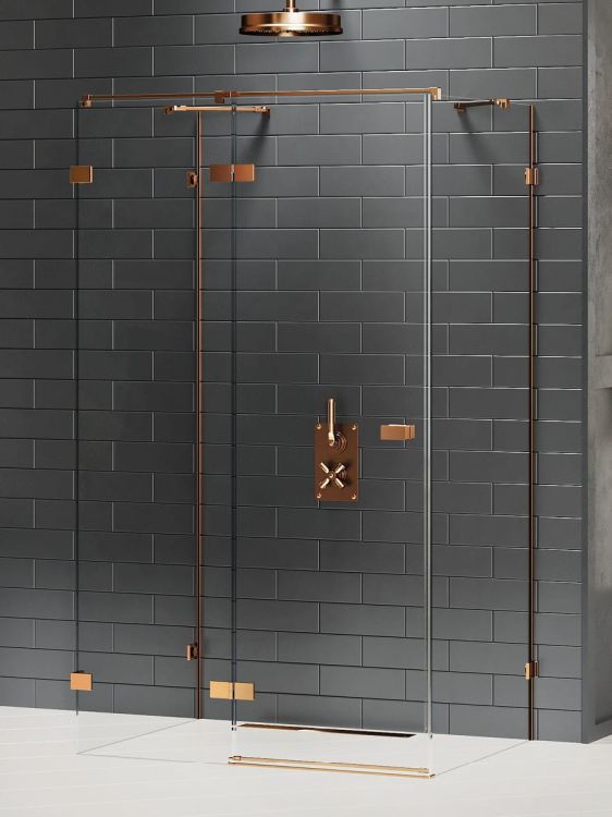 KABINA AVEXA COPPER BRUSHED 1D KWADRATOWA PRZYŚCIENNA L 80x80x200 CZYSTE 6mm ACTIVE SHIELD 2.0