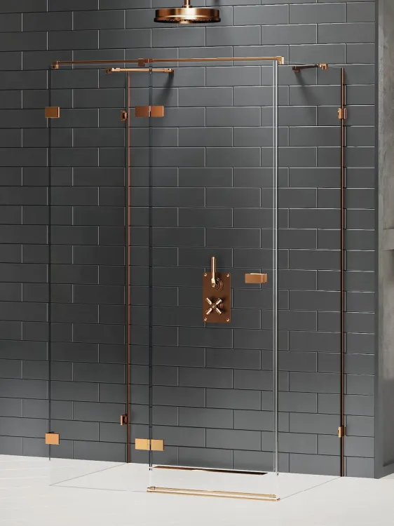 KABINA AVEXA COPPER BRUSHED 1D KWADRATOWA PRZYŚCIENNA L 90x90x200 CZYSTE 6mm ACTIVE SHIELD 2.0