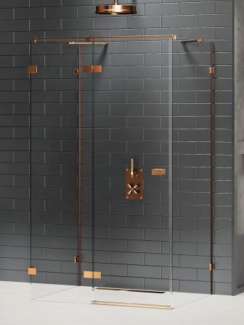 Przejdź do produktu KABINA AVEXA COPPER BRUSHED 1D KWADRATOWA PRZYŚCIENNA L 110x110x200 CZYSTE 6mm ACTIVE SHIELD 2.0
