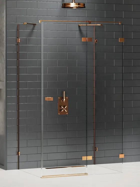 KABINA AVEXA COPPER BRUSHED 1D KWADRATOWA PRZYŚCIENNA P 90x90x200 CZYSTE 6mm ACTIVE SHIELD 2.0