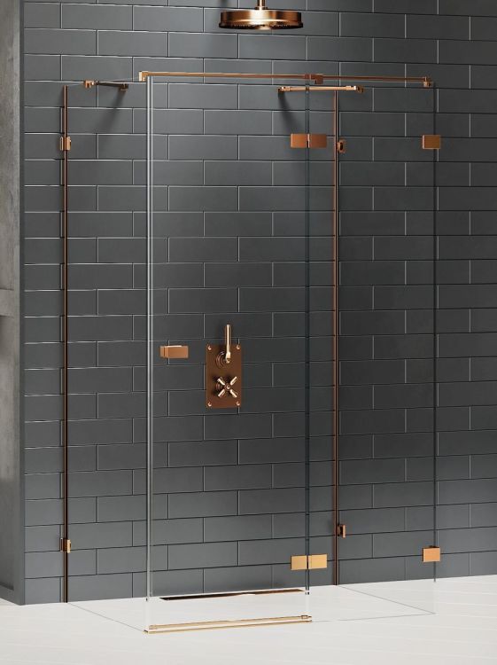 KABINA AVEXA COPPER BRUSHED 1D KWADRATOWA PRZYŚCIENNA P 120x120x200 CZYSTE 6mm ACTIVE SHIELD 2.0