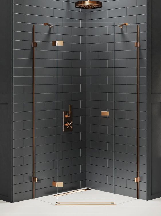 KABINA AVEXA COPPER BRUSHED 1D PIĘCIOKĄTNA L 80x80x200 CZYSTE 6mm ACTIVE SHIELD 2.0