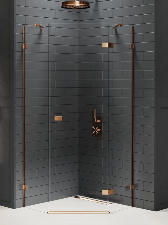 KABINA AVEXA COPPER BRUSHED 1D PIĘCIOKĄTNA P 80x80x200 CZYSTE 6mm ACTIVE SHIELD 2.0