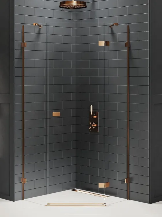 KABINA AVEXA COPPER BRUSHED 1D PIĘCIOKĄTNA P 90x90x200 CZYSTE 6mm ACTIVE SHIELD 2.0