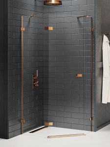 KABINA AVEXA COPPER BRUSHED 1D PIĘCIOKĄTNA L 100x80x200 CZYSTE 6mm ACTIVE SHIELD 2.0