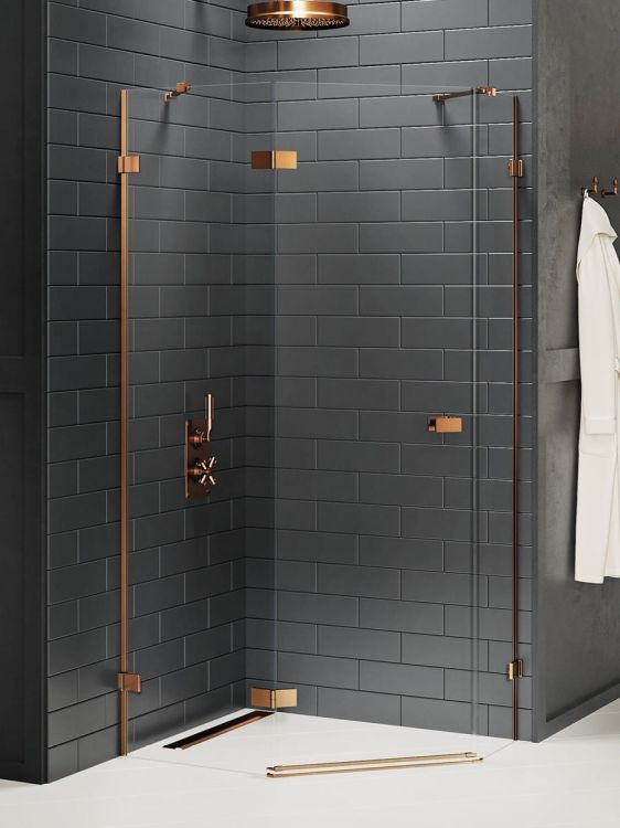 KABINA AVEXA COPPER BRUSHED 1D PIĘCIOKĄTNA L 100x80x200 CZYSTE 6mm ACTIVE SHIELD 2.0