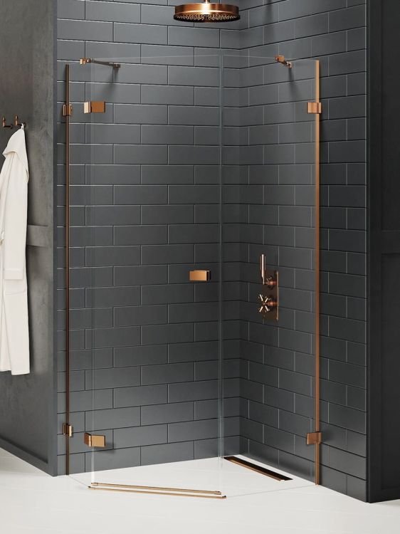 KABINA AVEXA COPPER BRUSHED 1D PIĘCIOKĄTNA L 100x80x200 CZYSTE 6mm ACTIVE SHIELD 2.0