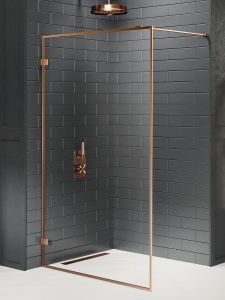 NZ4 KABINA AVEXA COPPER BRUSHED WALK-IN U 110x200 CZYSTE 6mm ACTIVE SHIELD 2.0 RAMKA ALU