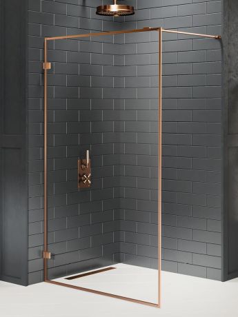 Przejdź do produktu NZ4 KABINA AVEXA COPPER BRUSHED WALK-IN U 120x200 CZYSTE 6mm ACTIVE SHIELD 2.0 RAMKA ALU