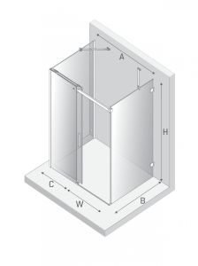 NZ4 KABINA SOFTI 1D PROSTOKĄTNA PRZYŚCIENNA U 140x100x200 CZYSTE 8mm ACTIVE SHIELD 2.0