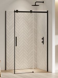 KABINA SOFTI BLACK 1D PROSTOKĄTNA U 100x90x200 CZYSTE 8mm ACTIVE SHIELD 2.0