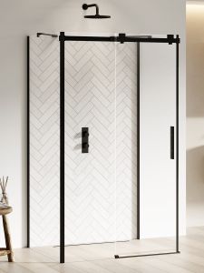 NZ4 KABINA SOFTI BLACK 1D PROSTOKĄTNA PRZYŚCIENNA U 140x100x200 CZYSTE 8mm ACTIVE SHIELD 2.0