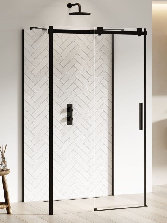 NZ4 KABINA SOFTI BLACK 1D PROSTOKĄTNA PRZYŚCIENNA U 140x100x200 CZYSTE 8mm ACTIVE SHIELD 2.0