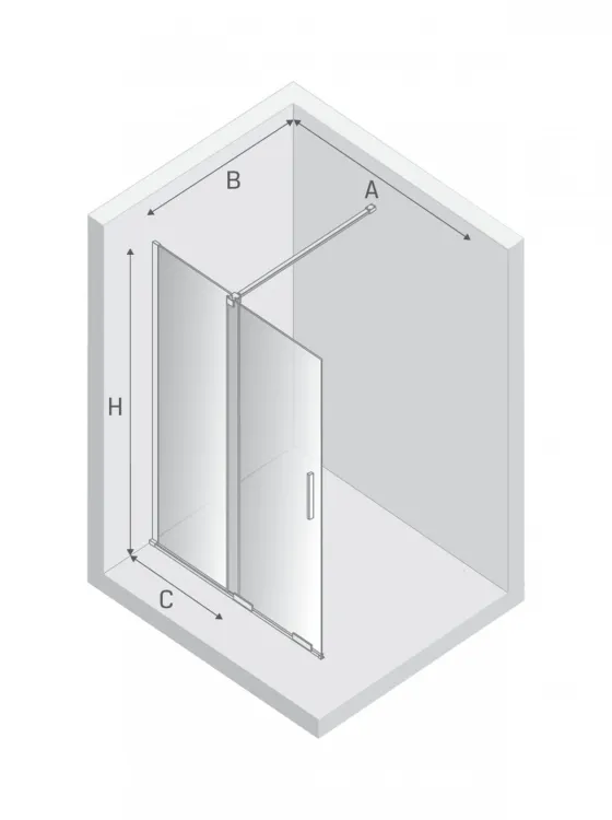 KABINA SMART 1D WALK-IN U 110x200 CZYSTE 8mm ACTIVE SHIELD 2.0